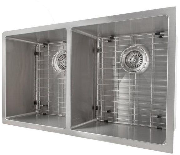 ZLINE Anton 33" Satin Stainless Steel Undermount Double Bowl Kitchen Sink with Bottom Grid-3