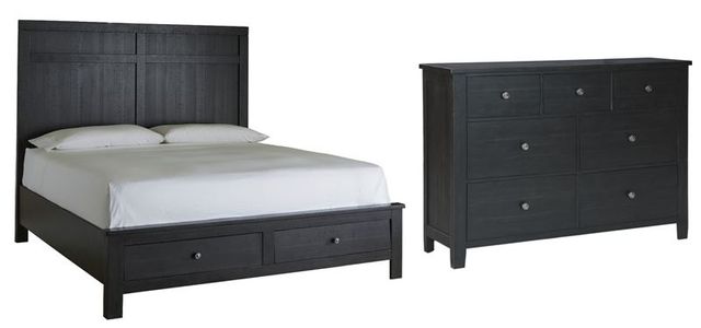 Benchcraft® Noorbrook 2-Piece Black Queen Storage Panel Bed Set-0