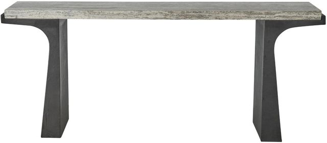 Universal Explore Home™ New Modern Quill Bronze/White Travertine Console Table-2