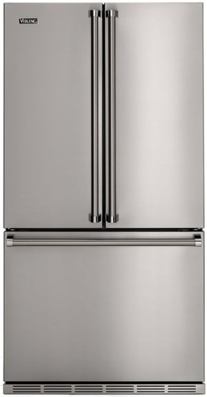 Viking® 3 Series 19.8 Cu. Ft. Stainless Steel Counter Depth Freestanding French Door Refrigerator Front view of the Viking® 3 Series 19.8 Cu. Ft. Stainless Steel Counter Depth Freestanding French Door Refrigerator