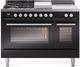 Ilve® Professional Plus II 48" Glossy Black Pro Style Dual Fuel Range-0