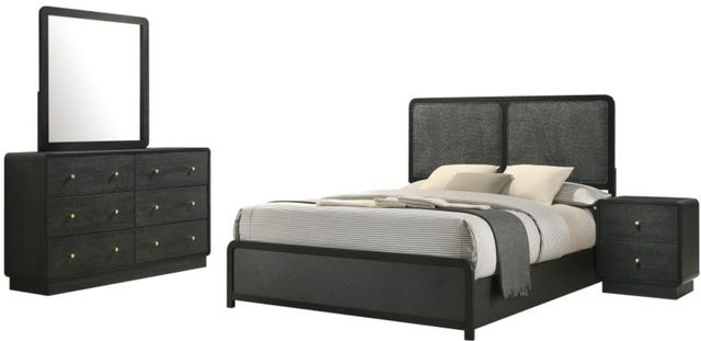 Coaster® Cavelle 4-Piece Black Eastern King Bedroom Set-0