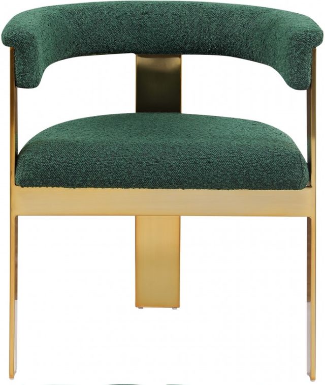Meridian Furniture Romeo Green/Brushed Gold Boucle Upholstered Dining Chair-2