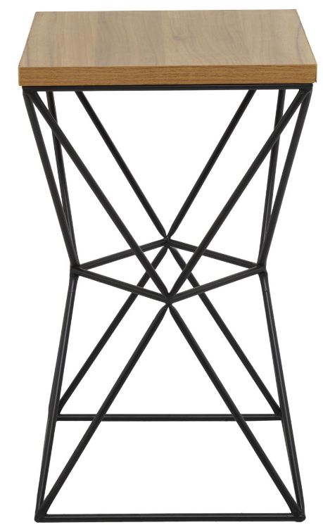 Deco Marche Brown Square Side Table with Black Base-1