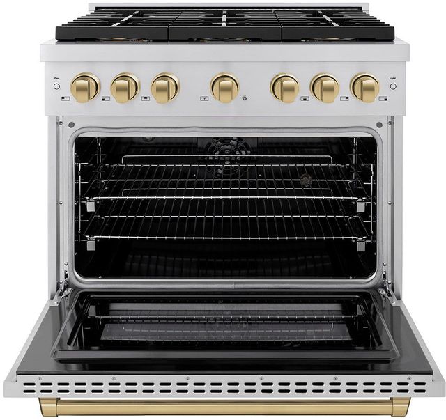 ZLINE Autograph Edition Paramount Series 36" Stainless Steel Pro Style Dual Fuel Range with Champagne Bronze Accents -1