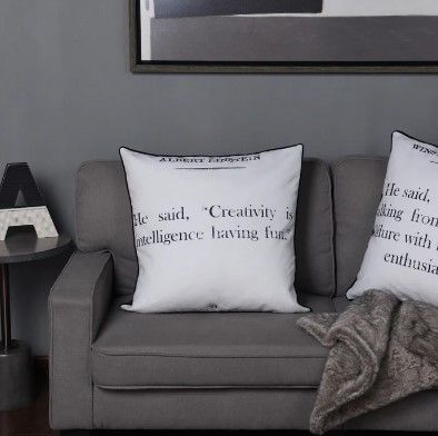 Stylecraft Tinck Dark Gray/White Throw Pillow-3