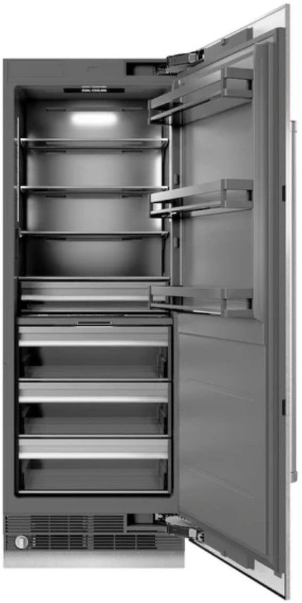 ZLINE 30" 16.7 Cu. Ft. Satin Stainless Steel Column Refrigerator with Graphite Gray Interior-1