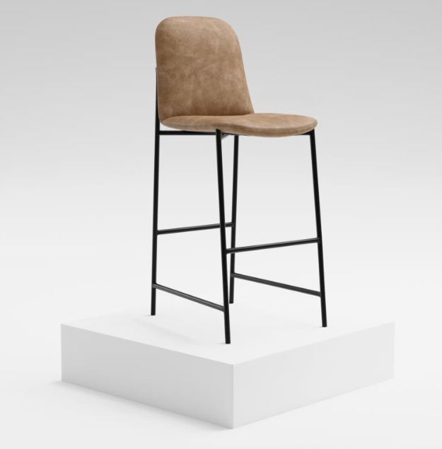 International Furniture Direct Seating Blacksmithing Matte Black/Cognac 30" Barstool-1