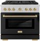 ZLINE Autograph Edition Paramount 36" 5.2 Cu. Ft. Satin Stainless Steel Gas Range with Black Matte Door and Champagne Bronze Accents-0
