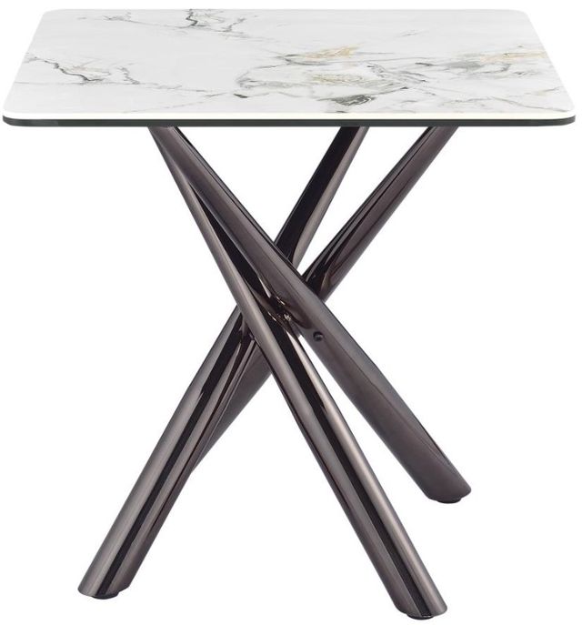 Coaster® Carvell 2-Piece Mirage White Occasional Table with Black Nickel Base Set-2