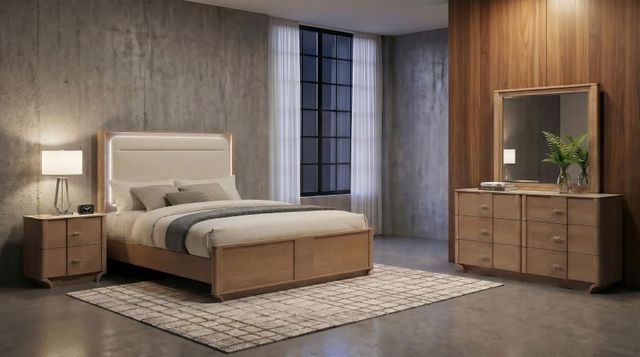 Coaster® Leanne 4-Piece Light Oak Eastern King Panel Bedroom Set-1
