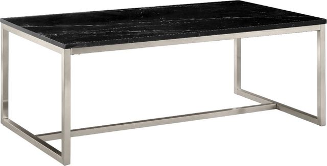 Magnussen Home® Kira Black Marble Cocktail Table with Brushed Nickel Base-0