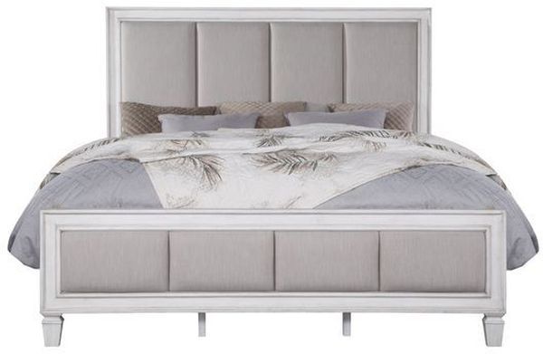 ACME Furniture Katia Light Gray/Weathered White Queen Panel Bed-3