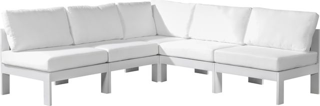 Meridian Furniture Nizuc 5-Piece White Outdoor Patio Modular Sectional Set-0