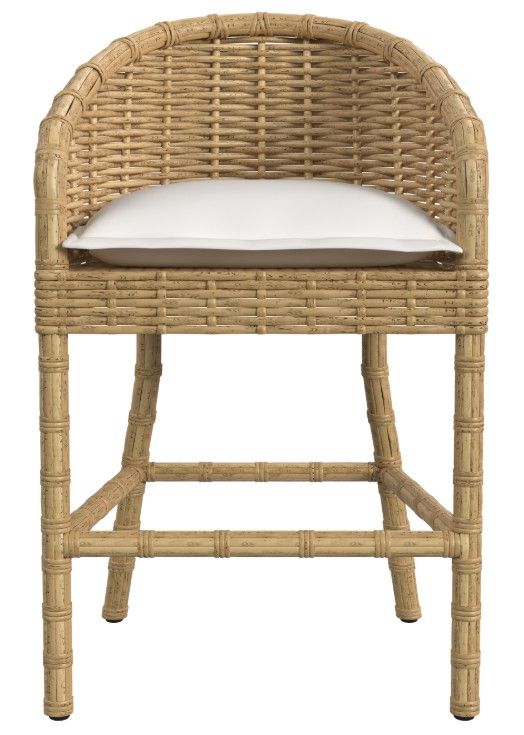 Sunset West Playa Natural Resin Wicker Outdoor Counter Stool with Soothe Pearl Cushion-1