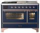 Ilve® Majestic III 48" Midnight Blue Pro Style Dual Fuel Liquid Propane Range with Triple Glass Door and Copper Trim-0