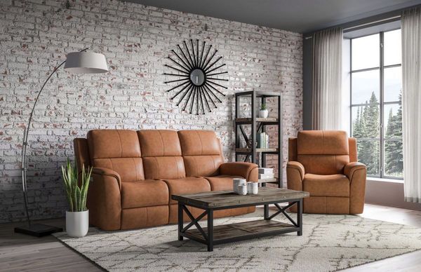 Flexsteel Henry Caramel Power Reclining Sofa with Power Headrests and Lumbar