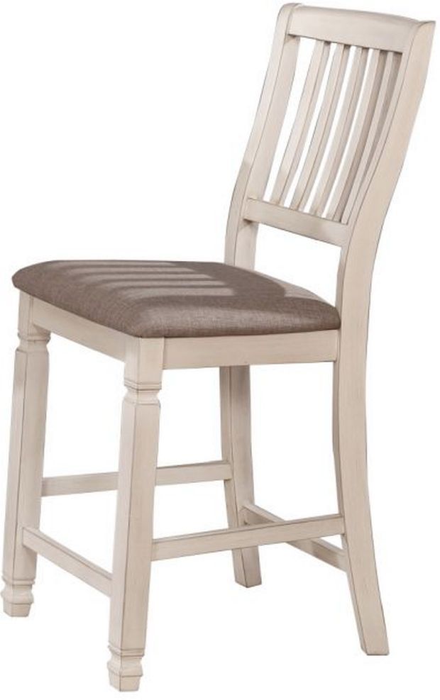 Mazin Furniture Nesbitt 7-Piece Antique White Counter Height Dining Set with Oak Top -2