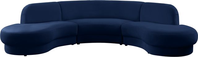 Meridian Furniture Rosa 3-Piece Navy Velvet Sectional-0