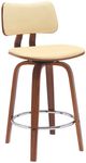 Armen Living Pico Cream/Walnut Swivel Counter Stool-0
