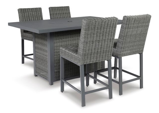Signature Design by Ashley® Palazzo 5-Piece Gray Counter Height Outdoor Dining Set-0