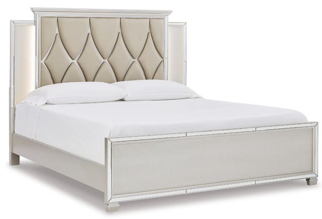 Signature Design by Ashley® Lindenfield 5-Piece Silver King Upholstered Panel Bed Set-1