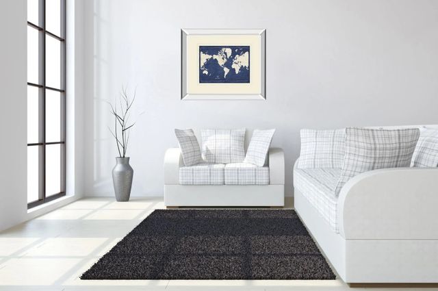 Classy Art Blueprint World Map v2 By Sue Schlabach Mirror Framed Wall Art-2