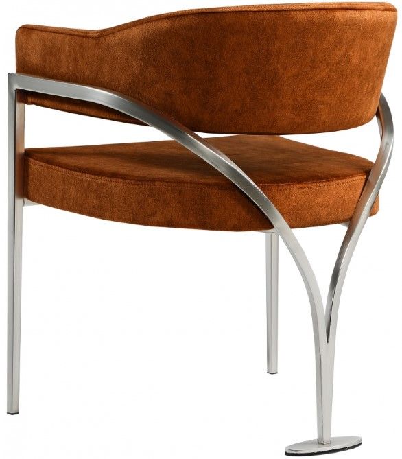 Meridian Furniture Madelyn Cognac/Chrome Velvet Dining Chair-2
