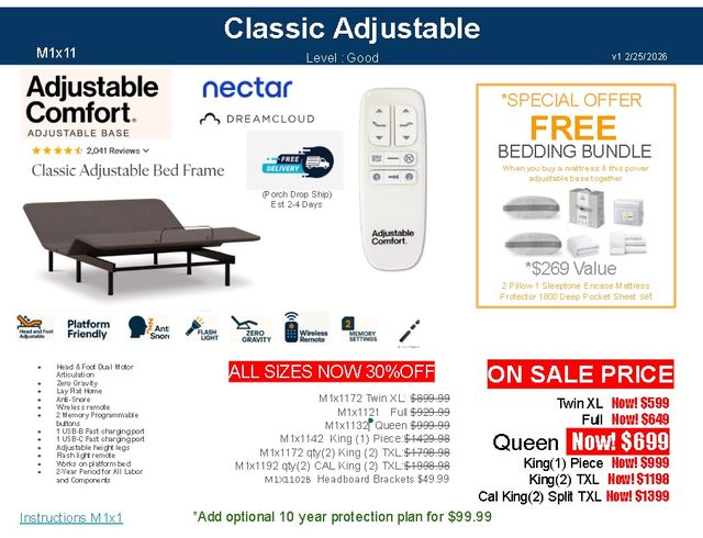 Nectar Comfort Classic Black Twin XL Adjustable Base-0
