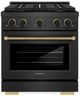 ZLINE Designer Collection Paramount 30" 4.2 Cu. Ft. Black Satin Stainless Steel Gas Range with 4 Burner DuoPro™ Cooktop and Convection Gas Oven with Black Matte and Champagne Bronze Accents-0