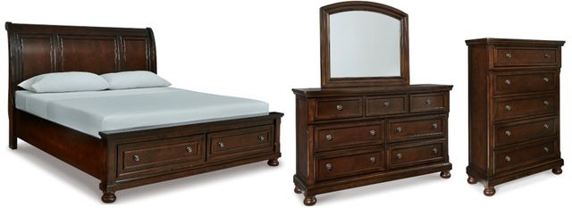 Millennium® by Ashley Porter 4-Piece Rustic Brown Queen Sleigh Bed Set