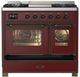 Ilve® Majestic III 40" Burgundy Pro Style Dual Fuel Liquid Propane Range with Triple Glass Door and Burnished Trim-2