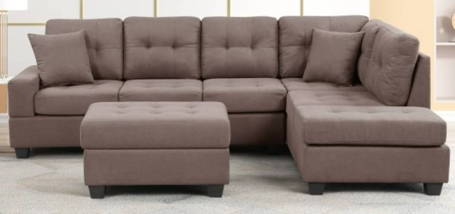 Milton Greens Stars 3-Piece Dark Brown Reversible Sectional with Ottoman-1