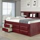 Donco Kids Merlot Full Daybed Bookcase Captains Bed With Drawer Under Bed Storage-2