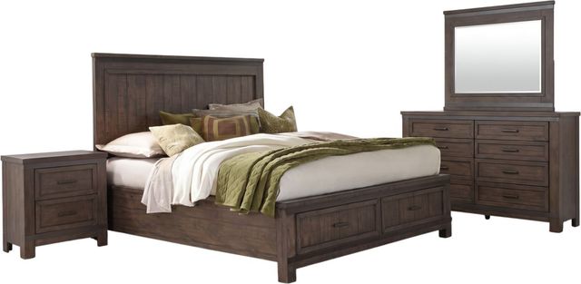 Liberty Furniture Thornwood Hills 4-Piece Rock Beaten Brown Queen Storage Panel Bedroom Set-0