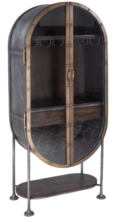 Home Trends & Design Bowery Natural Oval Bar Cabinet-0
