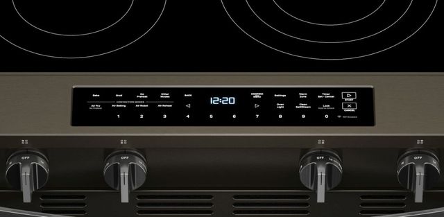 Whirlpool® 30" Black-on-Stainless Slide-In Electric Range with Air Cooking Technology, No Preheat Air Fry, WipeClean™ Coating, Steam/Self Clean and High Speed Preheat-1