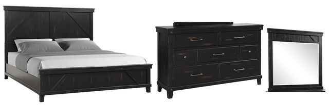 Bernards Spruce Creek 3-Piece Black Queen Panel Bed Set-0
