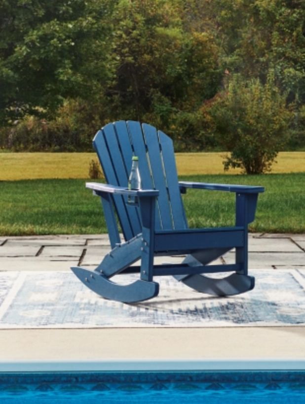 Signature Design by Ashley® Sundown Treasure Blue Plastic Outdoor Rocking Chair-4