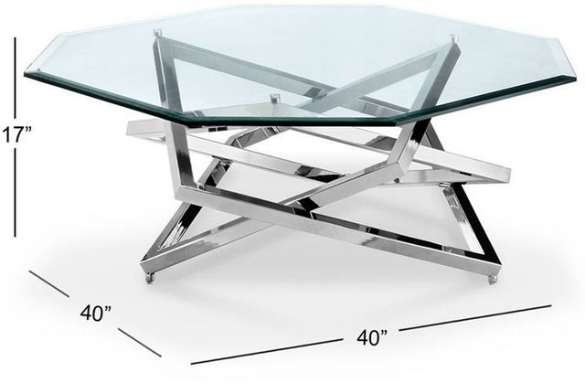 Magnussen Home® Lenox Square Glass Top Octagonal Cocktail Table with Chrome Base-1