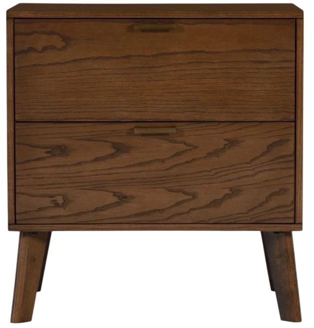 Linon Hudson Walnut 2-Drawer Nightstand-2