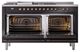 Ilve® Nostalgie II Noblesse 60'' Glossy Black Pro Style Dual Fuel Range with Burnished Trim-2