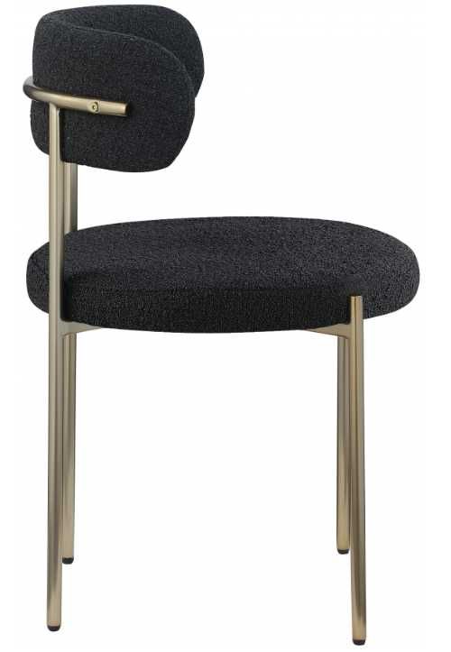 Meridian Furniture Beacon Black/Brushed Brass Boucle Upholstered Dining Chair-2