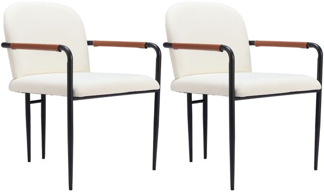 Zuo® Modern Sibu 2-Piece Black/Cream Dining Arm Chair Set-0