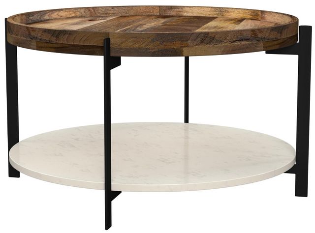 Coaster® Adhvik Natural Coffee Table with Black Base