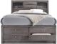 Elements International Emily Gray Queen Bookcase Storage Bed-1
