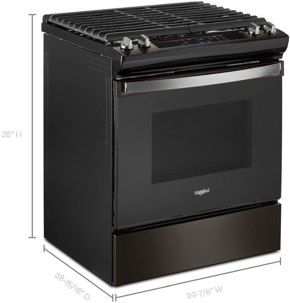 Whirlpool 30" Black Stainless Freestanding Gas Range
