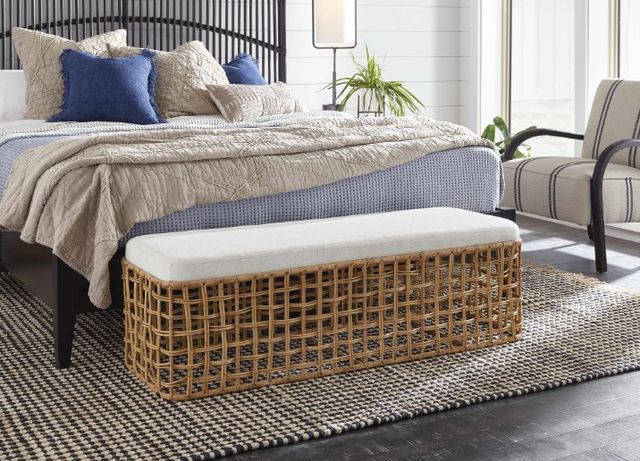 Universal Explore Home™ Getaway Coastal Living Home Rattan Natural/Nomad Snow Bench-1