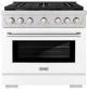 ZLINE 36" Stainless Steel Pro Style Gas Range with White Matte Door-0