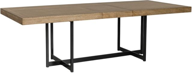 Signature Design by Ashley® Tomtyn Light Brown Dining Table with Gunmetal Gray Base-3